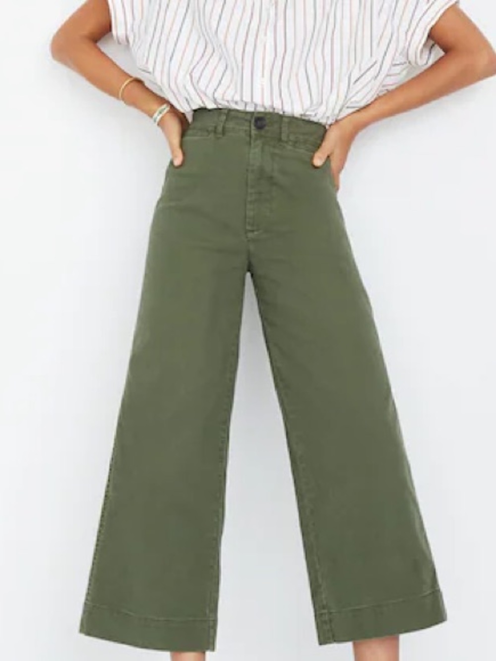 Madewell Emmet Olive Green Wide Leg Trousers